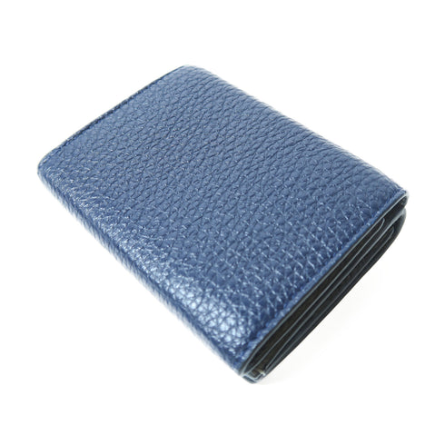 FENDI SHW Trifold Wallet Calfskin Leather Blue