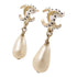 CHANEL CC Earrings 16/C Metal Gold White