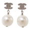 CHANEL CC Earrings Accessories A23 Metal PVC Silver White