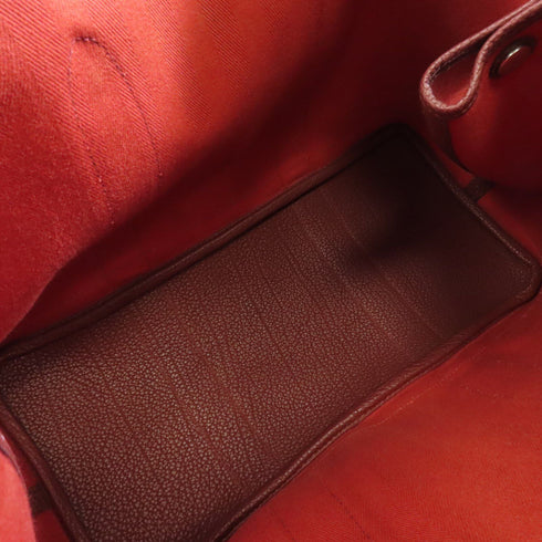 HERMES PHW Garden Party PM Tote Shoulder Bag Canvas Red