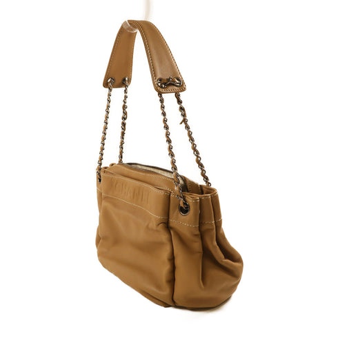 CHANEL CC SHW Chain Shoulder Bag Lambskin Leather Light Brown