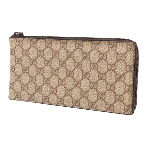GUCCI GG Clutch Bag Pouch Coated Canvas Brown