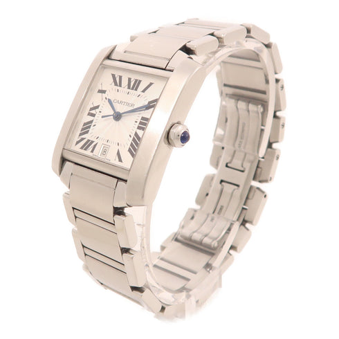 CARTIER Tank Francaise Automatic Watch 2302 Stainless Steel White