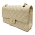 CHANEL Quilted CC GHW Matelasse Flap Chain Shoulder Bag Leather Beige