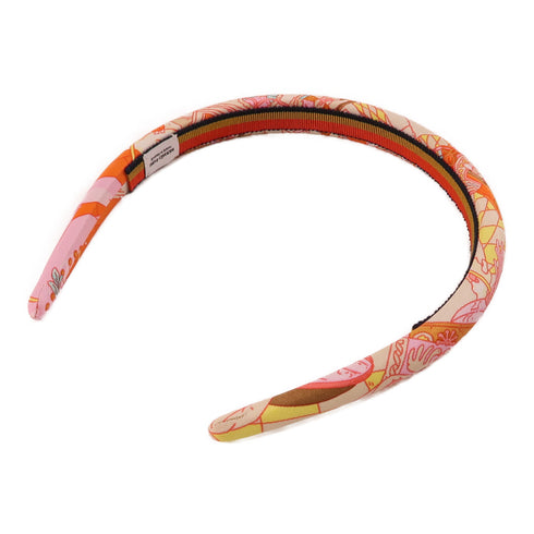HERMES Hair Band Accessories Silk Pink Multicolor