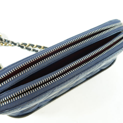 CHANEL Quilted CC Gabrielle Clutch Chain Shoulder Bag A94505 Calfskin Black Blue