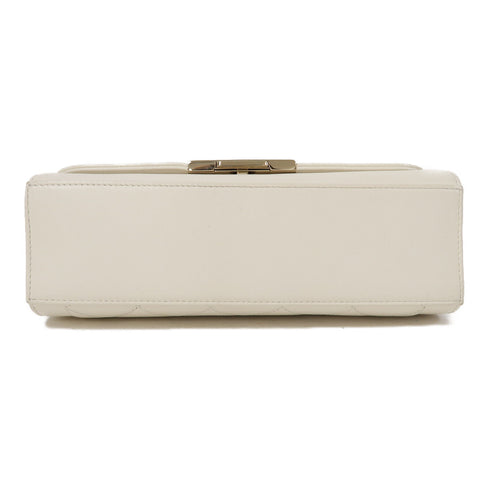 CHANEL Quilted CC GHW 2 Way Chain Shoulder Bag Calfskin Leather White