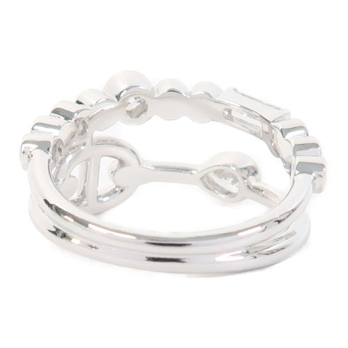 HERMES Chaine d'Ancre Chaos Fancy Ring 18K White Gold #51 #US5.75