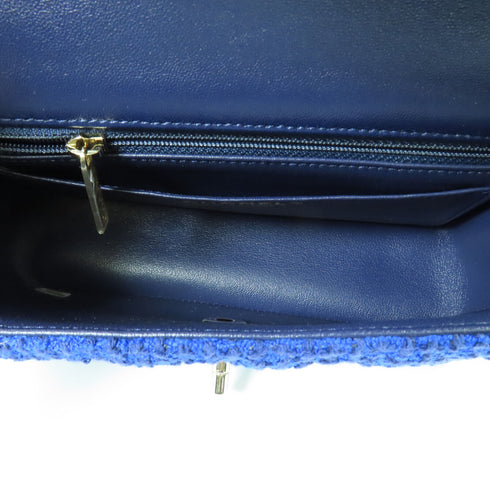 CHANEL CC GHW Mini Classic 20 Chain Shoulder Bag Tweed Blue