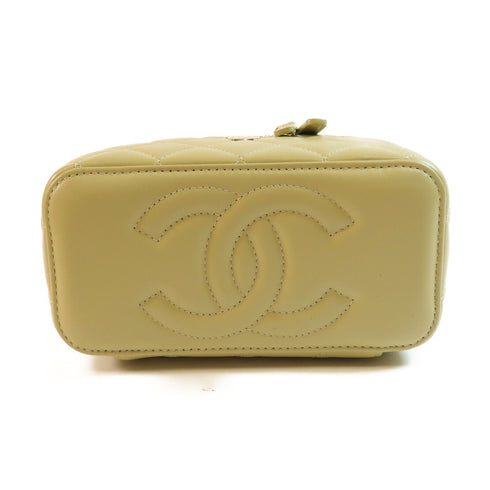 CHANEL CC GHW Handle Vanity 2Way Shoulder Hand Bag Calfskin Leather Green