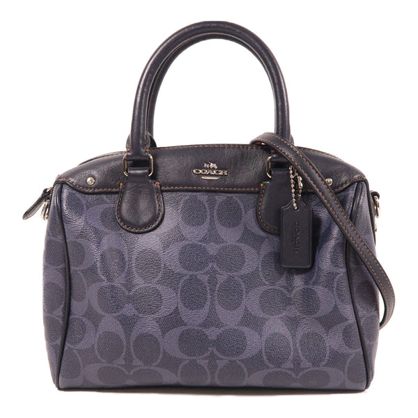COACH SHW 2 Way Shoulder Bag Coated Canvas Navy