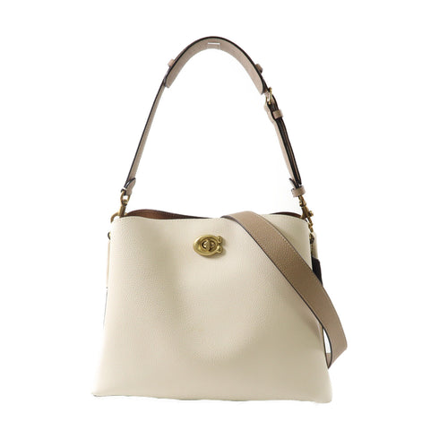 COACH GHW Willow 2 Way Shoulder Bag C25901 Leather White/Brown