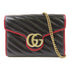 GUCCI GG GHW Chain Shoulder Bag Calfskin Leather Black
