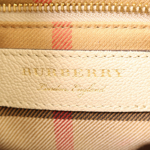 BURBERRY GHW 2 Way Shoulder Bag Handbag Calfskin Leather Beige