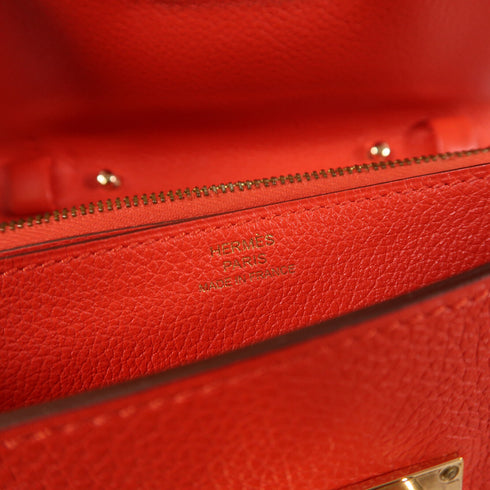 HERMES GHW Mini Convoyeur Shoulder Bag Evercolor Leather Rouge Tomate