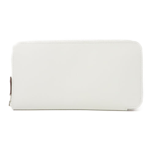 HERMES PHW Silk In Classic Long Wallet Evercolor Leather White