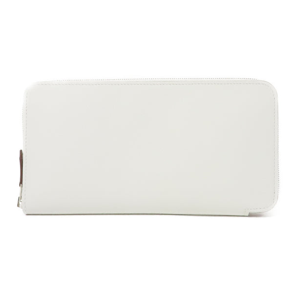 HERMES PHW Silk In Classic Long Wallet Evercolor Leather White