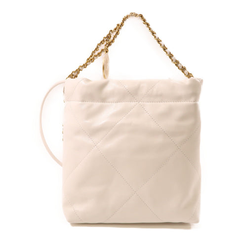 CHANEL CC GHW C22 Mini Chain Shoulder Bag 141323 Lambskin Leather White