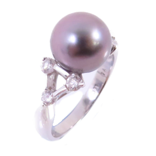 FINE JEWELRY Pearl 0.31ct Diamond Ring US#5 18K White Gold