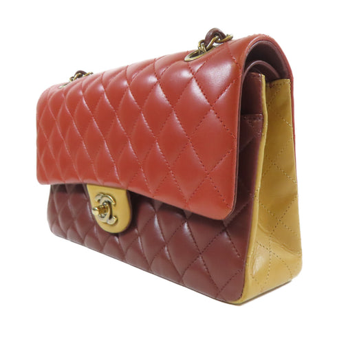 CHANEL Quilted CC GHW Classic 25cm Chain Shoulder Bag Lambskin Leather Red