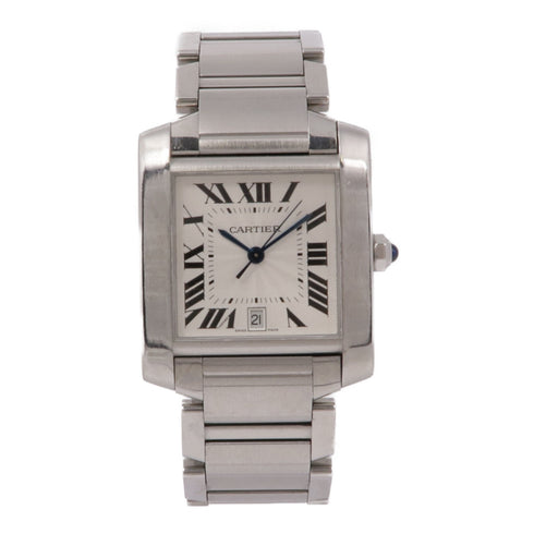 CARTIER Tank Francaise 2302 Automatic Watch Stainless Steel White