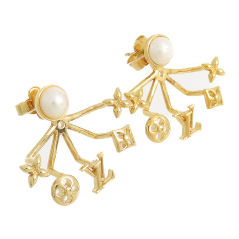 LOUIS VUITTON LV Cruiser Earrings M00601 Metal PVC Gold Tone Color White