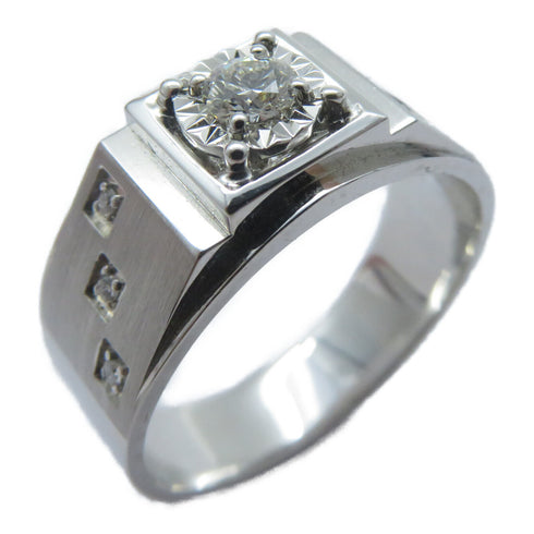 FINE JEWELRY 0.18ct/0.03ct Diamond Ring 18K White Gold US#8.5