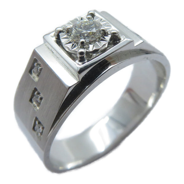 FINE JEWELRY 0.18ct/0.03ct Diamond Ring 18K White Gold US#8.5