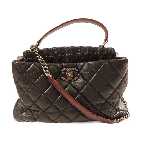 CHANEL CC SHW Shoulder Bag 2Way Handbag Calfskin Leather Black