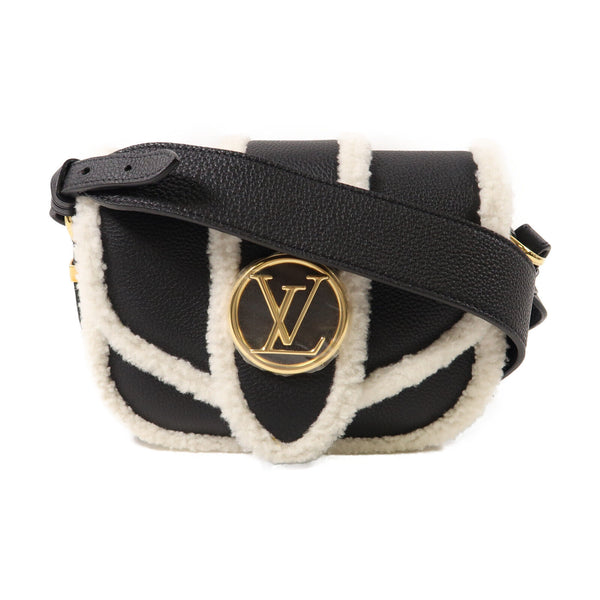 LOUIS VUITTON GHW Pont 9 Soft PM Shoulder Bag Wool/Calfskin Leather M58971 Black