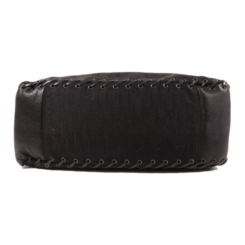 Christian Dior CD Shoulder Bag Canvas/Calfskin Leather Black