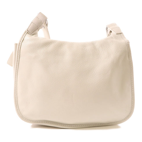 LONGCHAMP SHW Crossbody Shoulder Bag Lambskin Leather White
