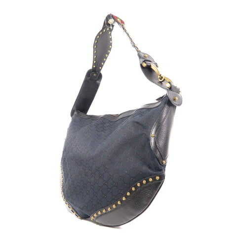 GUCCI GG GHW Shoulder Bag 144008 Canvas Black