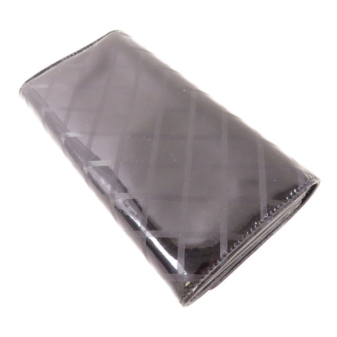 CHANEL CC SHW Long Wallet Patent Leather Black