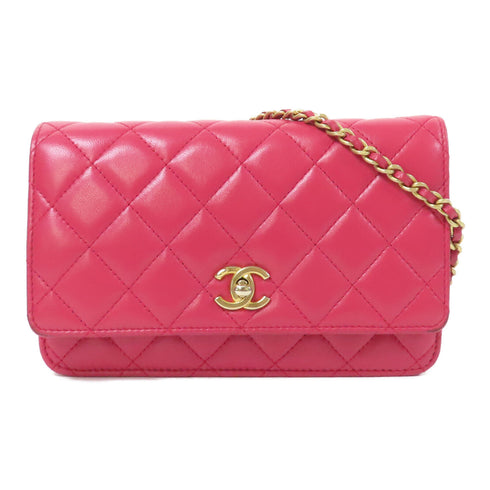 CHANEL Quilted CC GHW WOC Chain Shoulder Bag AP1450 Lambskin Leather Pink