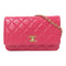 CHANEL Quilted CC GHW WOC Chain Shoulder Bag AP1450 Lambskin Leather Pink