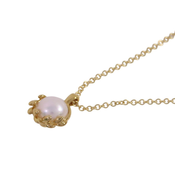 TIFFANY&CO Olive Leaf Pearl Pendant Necklace 18K Yellow Gold