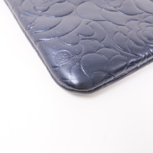 CHANEL CC GHW Clutch Second Bag Lambskin Leather Blue