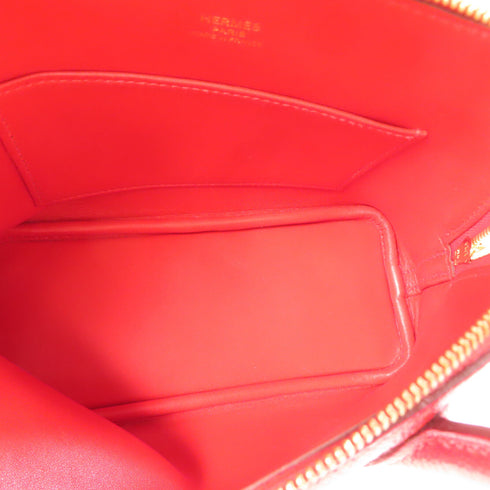 HERMES GHW Bolide Mini 2 Way Shoulder Handbag Chevre Leather Rose De Coeur/Red