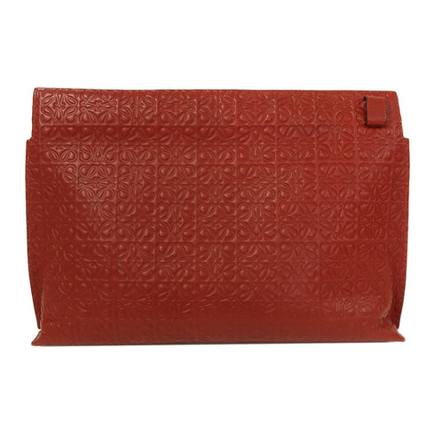 LOEWE GHW Clutch Bag Calfskin Leather Red