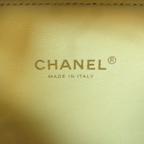 CHANEL Quilted CC GHW Vanity Case 2 Way Shoulder Handbag Caviar Leather Yellow