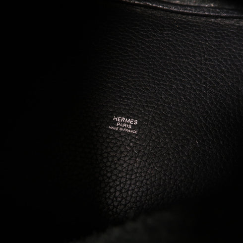 HERMES PHW Picotin MM Handbag Clemence Leather 2Z Bleu Nuit
