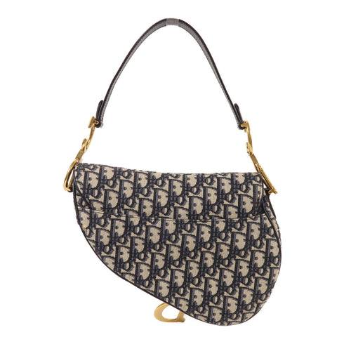 Christian Dior CD GHW Saddle Shoulder Bag Canvas Blue