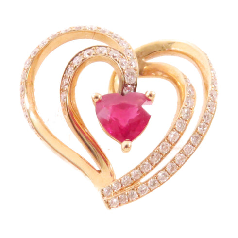FINE JEWELRY 0.47ct Ruby 0.33ct Diamond Pendant Top 18K Rose Gold