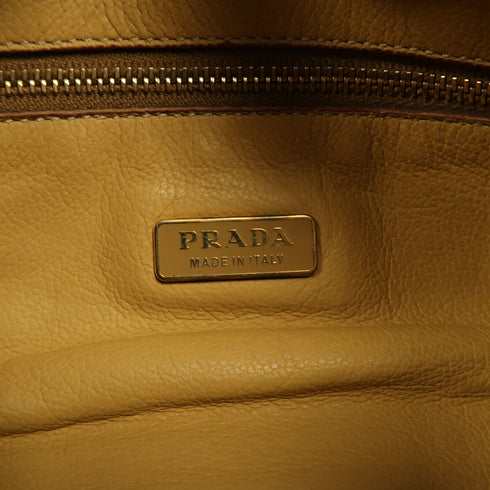 PRADA GHW Daino Box Shoulder Bag BR0094 Calfskin Leather Brown