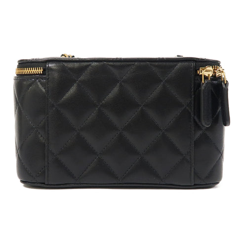 CHANEL Quilted CC Chain Shoulder Bag Lambskin Leather Black