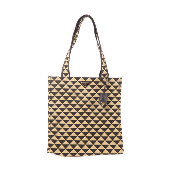 PRADA GHW Shoulder Tote Bag 2VG107 Polyester Black Beige