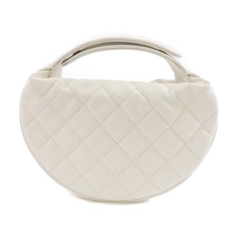 CHANEL Quilted CC GHW Pouch Chain Clutch AP3943 Leather White
