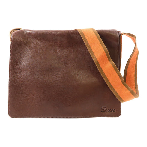 LOEWE GHW Messenger Bag Shoulder Bag Calfskin Leather Brown