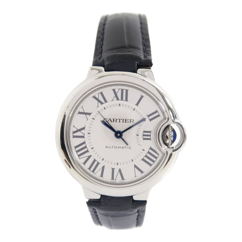 CARTIER Ballon Bleu Automatic Watch W6920085 Stainless Steel/Leather Silver